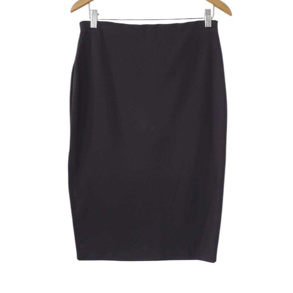 Free People Black Jersey Pencil Skirt Side Slit Size Large - Picture 4 of 8